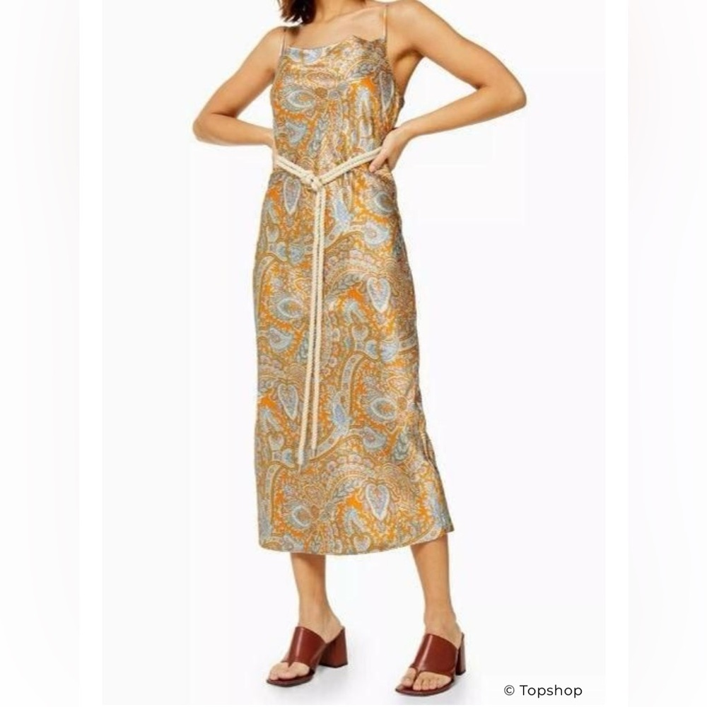 Topshop Orange and Blue Paisley Dress